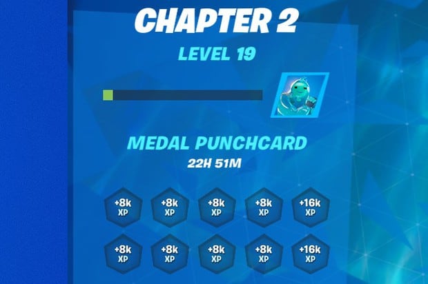 An empty medal punchcard