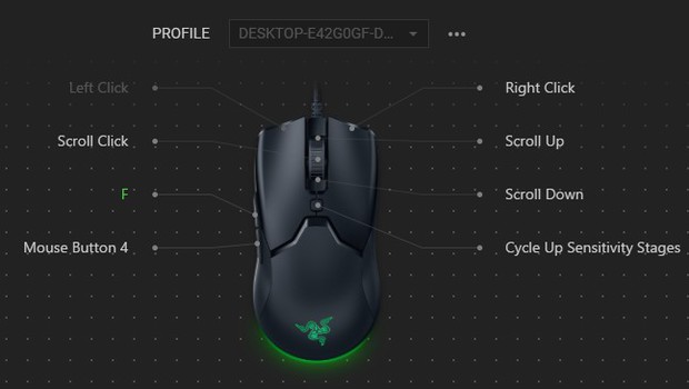 Changing side mouse button to F using gaming mouse software