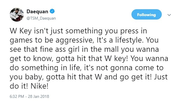 Daequan W Key Tweet