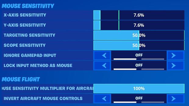Fortnite mouse and keyboard settings