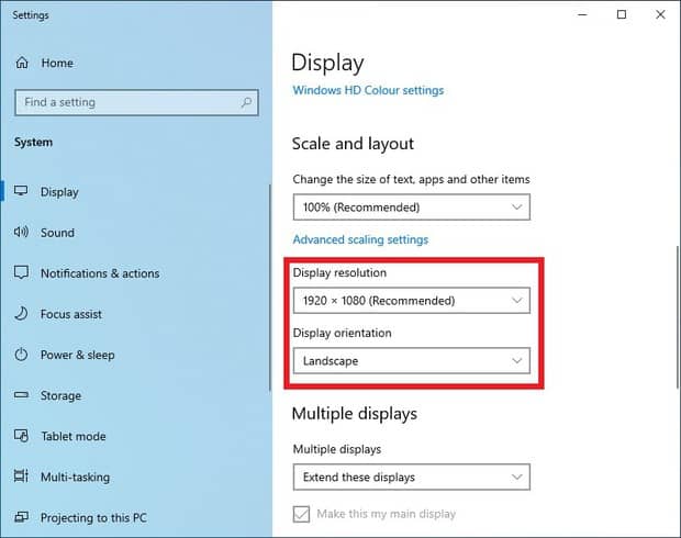 Setting display resolution to 1920 x 1080 in Windows