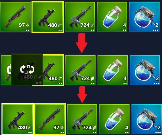 how to change the order of your Fortnite inventory